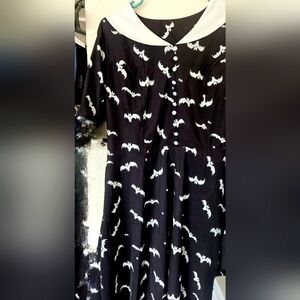 Pinup / Rockabilly Black Dress with White Bat Print